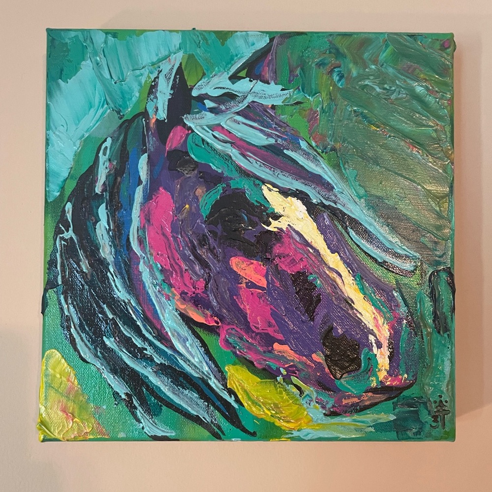 12x12 Horse Mixed Media on Canvas